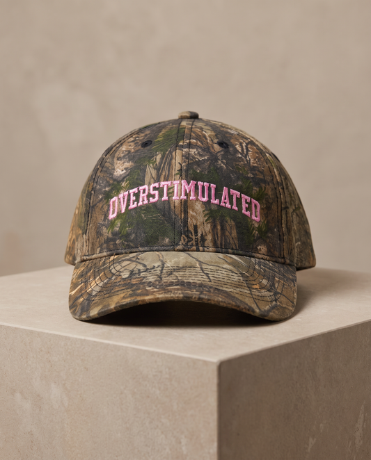 OVERSTIMULATED Camo Hat Small Logo
