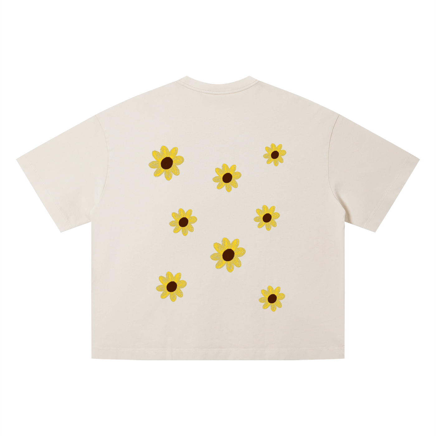 Following the Sun Tshirt — back view, apricot, graphic detail | Overthinkers Club