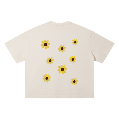 Following the Sun Tshirt — back view, apricot, graphic detail | Overthinkers Club