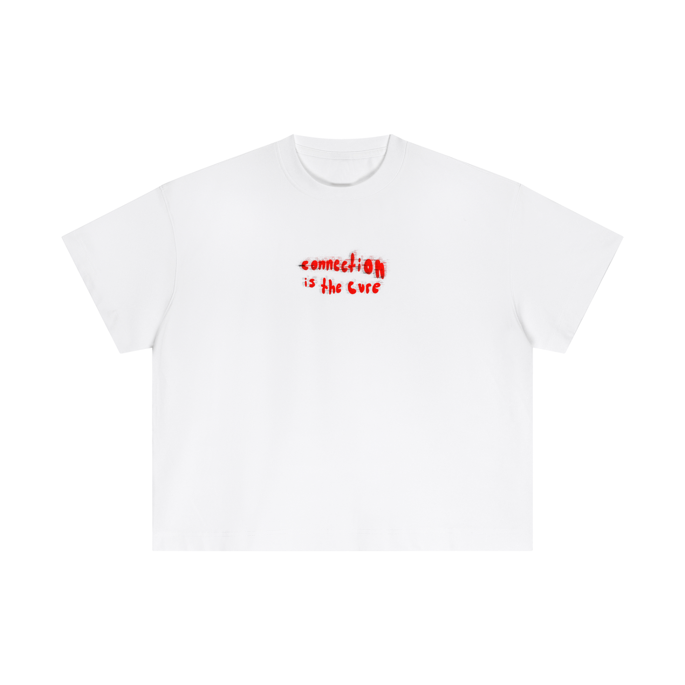 Connection is the Cure Tshirt — back view, white, message graphic | Overthinkers Club