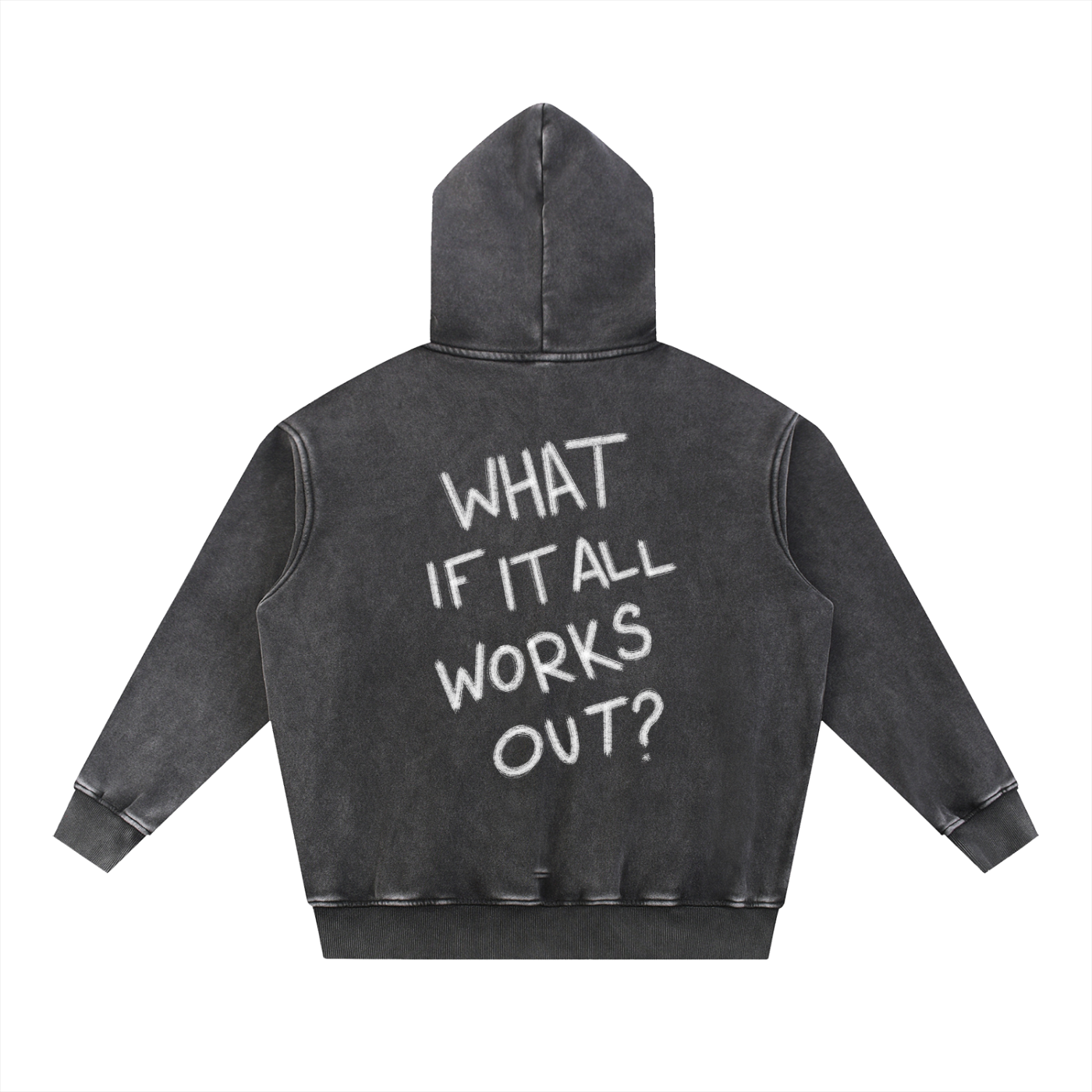 What If It All Works Out? Pullover Hoodie — hood up, side angle | Overthinkers Club
