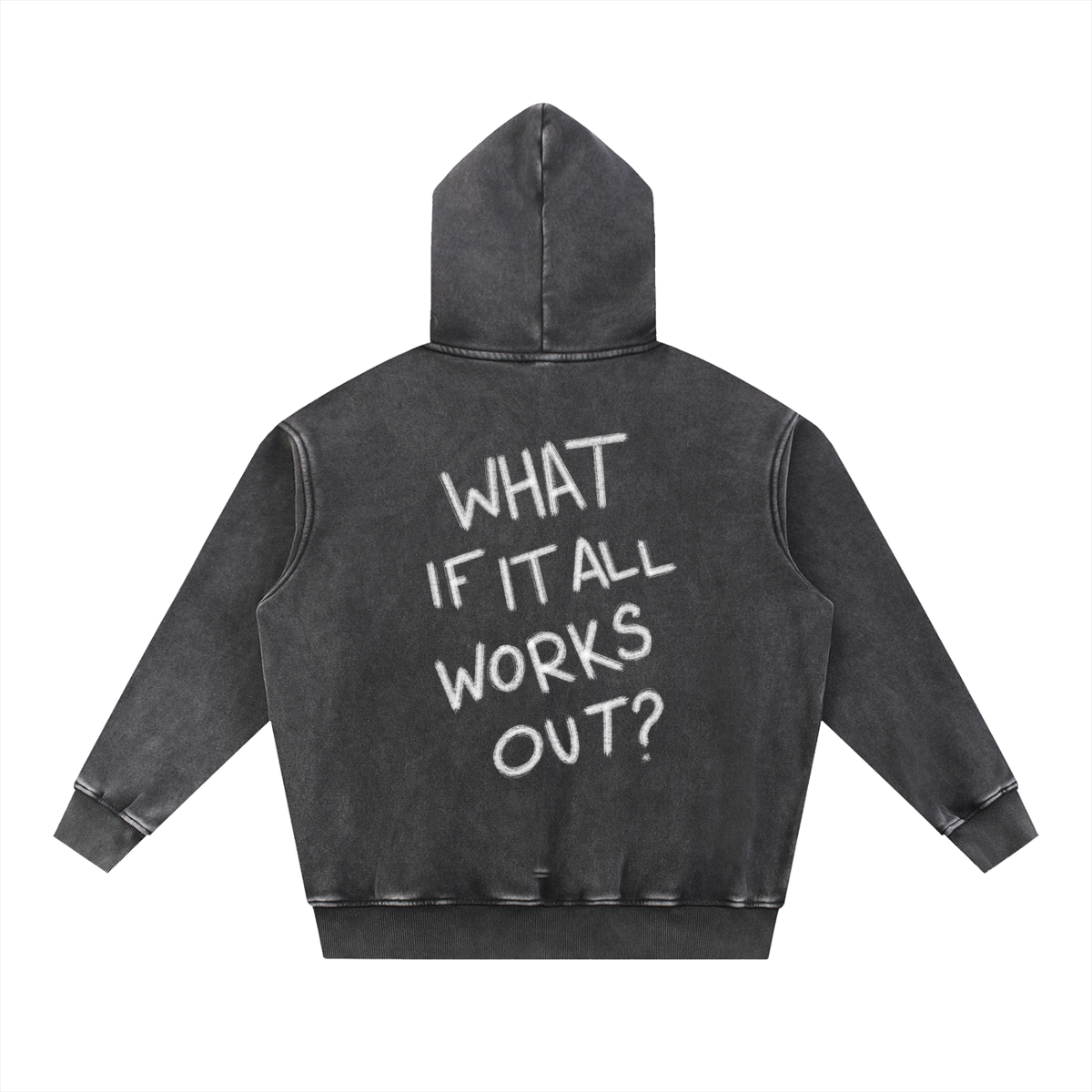 What If It All Works Out? Pullover Hoodie — hood up, side angle | Overthinkers Club