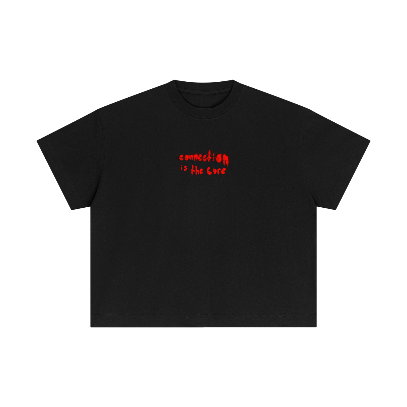 Connection is the Cure Tshirt — flat lay front, boxy cotton fit | Overthinkers Club