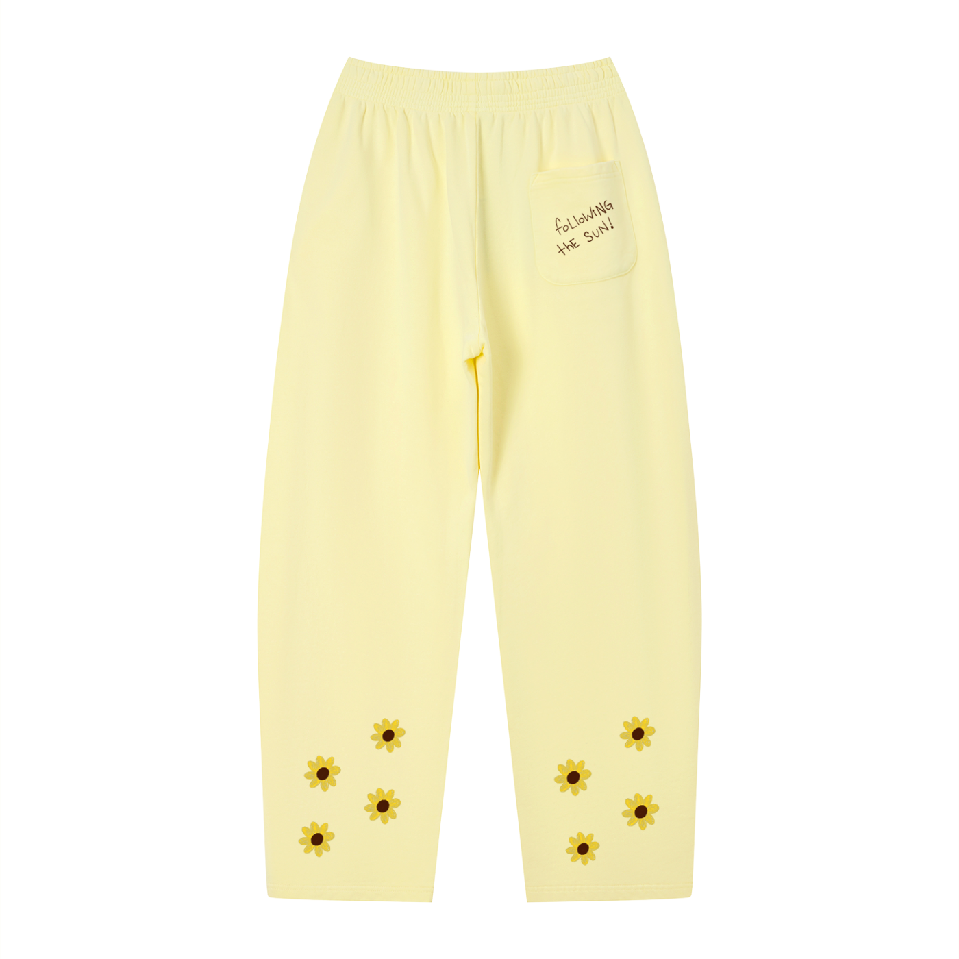 Following the Sun Sweatpants — flat lay, apricot fleece and hem detail | Overthinkers Club