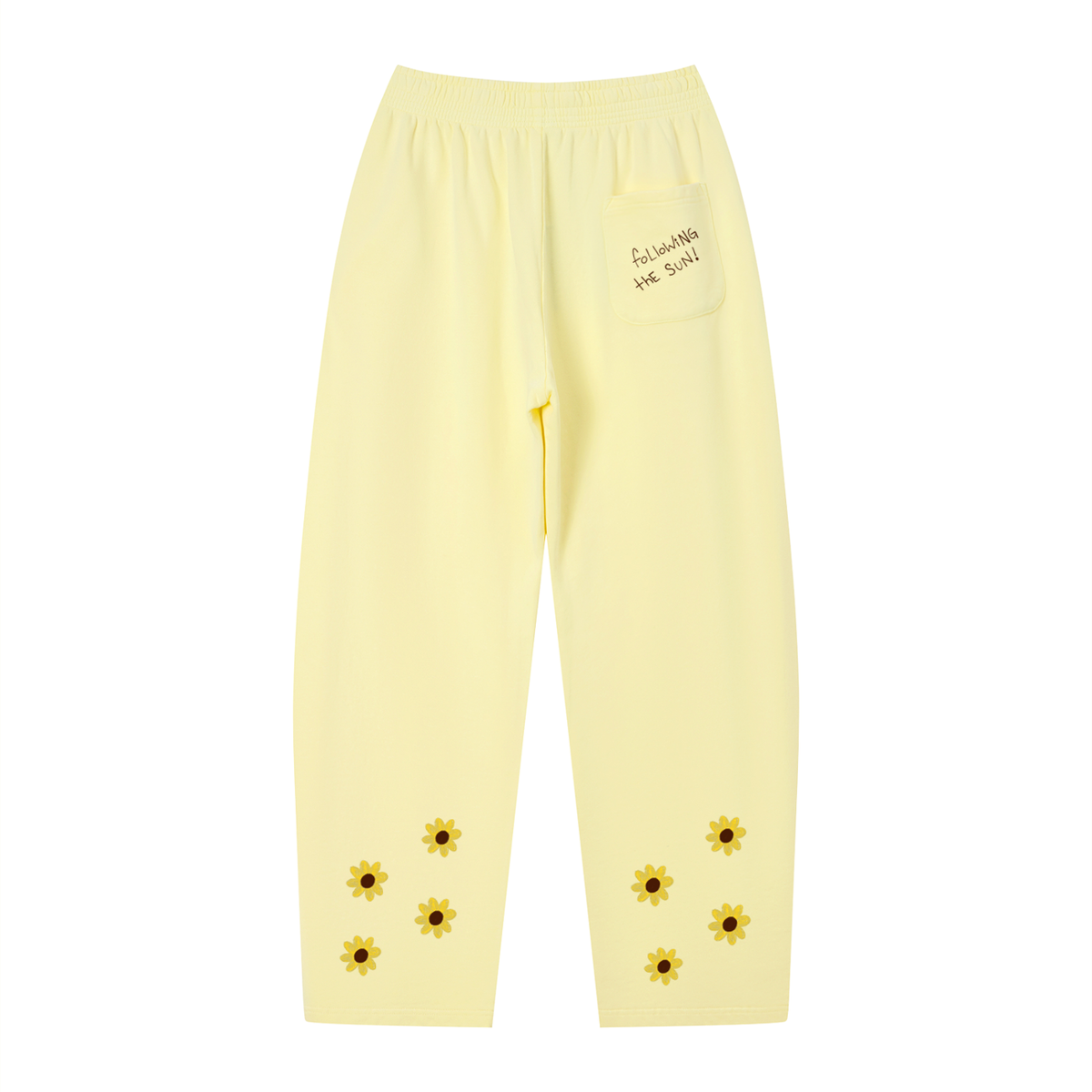 Following the Sun Sweatpants — flat lay, apricot fleece and hem detail | Overthinkers Club