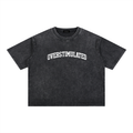 Black OVERSTIMULATED Tshirt — front, bold Overstimulated graphic | Overthinkers Club