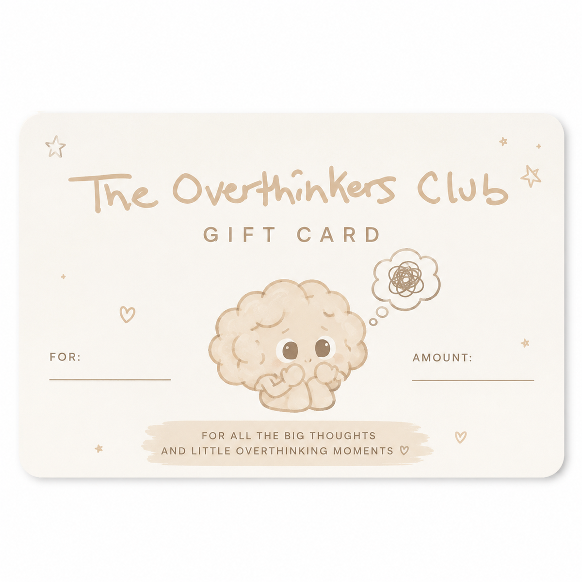 Overthinkers Club Gift Card — digital gift card design | Overthinkers Club