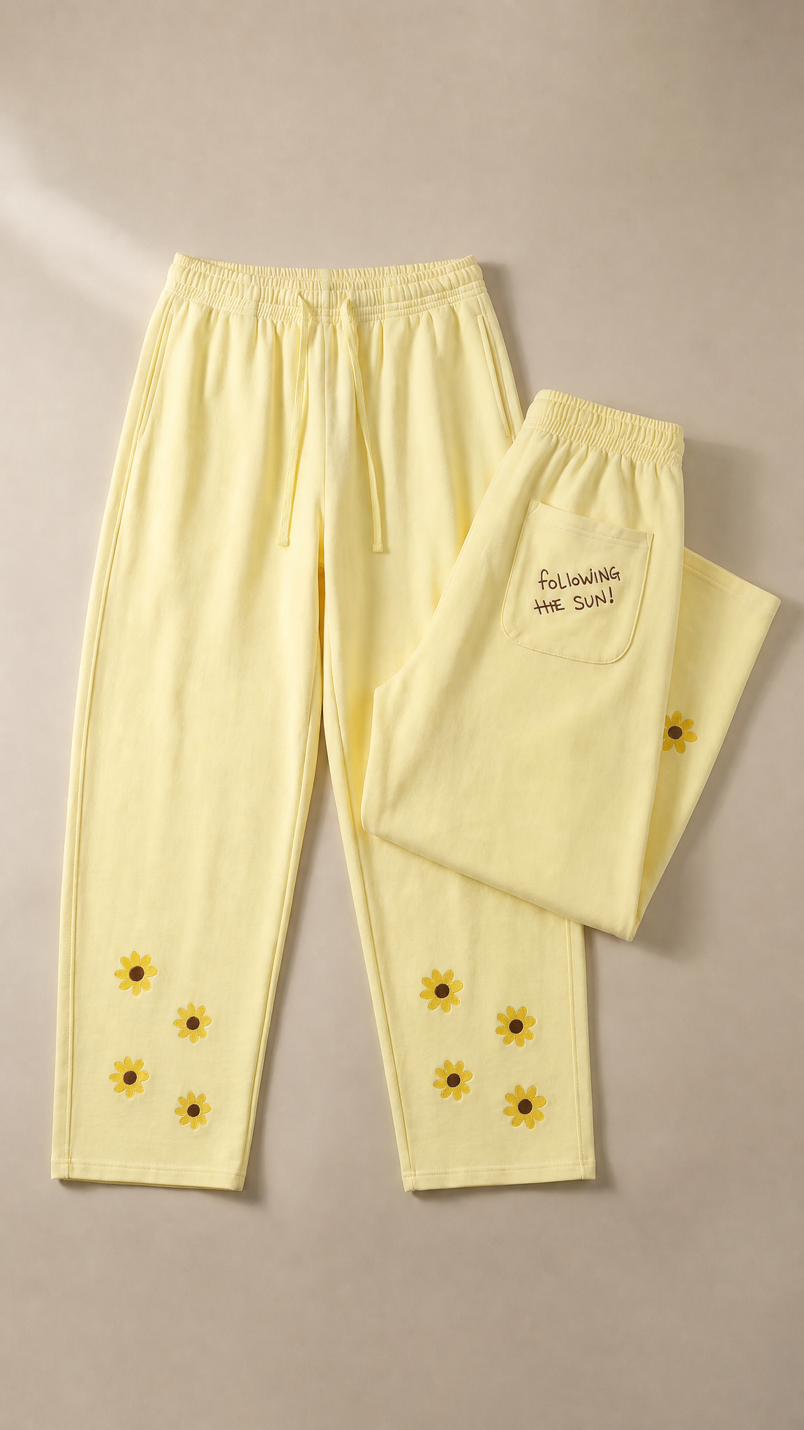 Following the Sun Sweatpants — close-up of waistband and graphic detail | Overthinkers Club