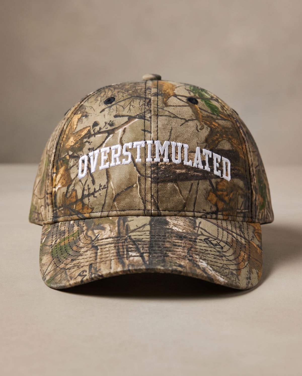 OVERSTIMULATED Camo Hat Small Logo Overthinkers Club