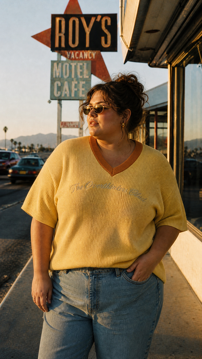 Still Here Jersey — side angle showing knit structure and fit | Overthinkers Club