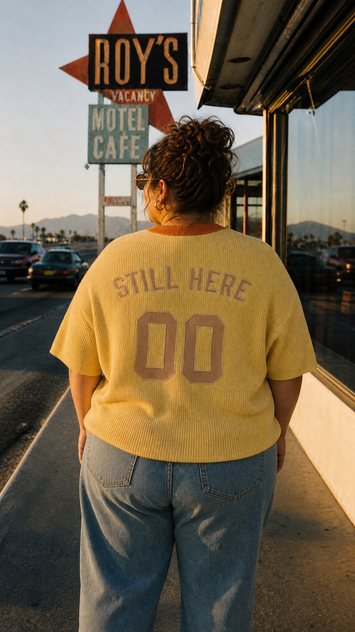 Still Here Jersey — back view, seafoam, number and text graphic | Overthinkers Club
