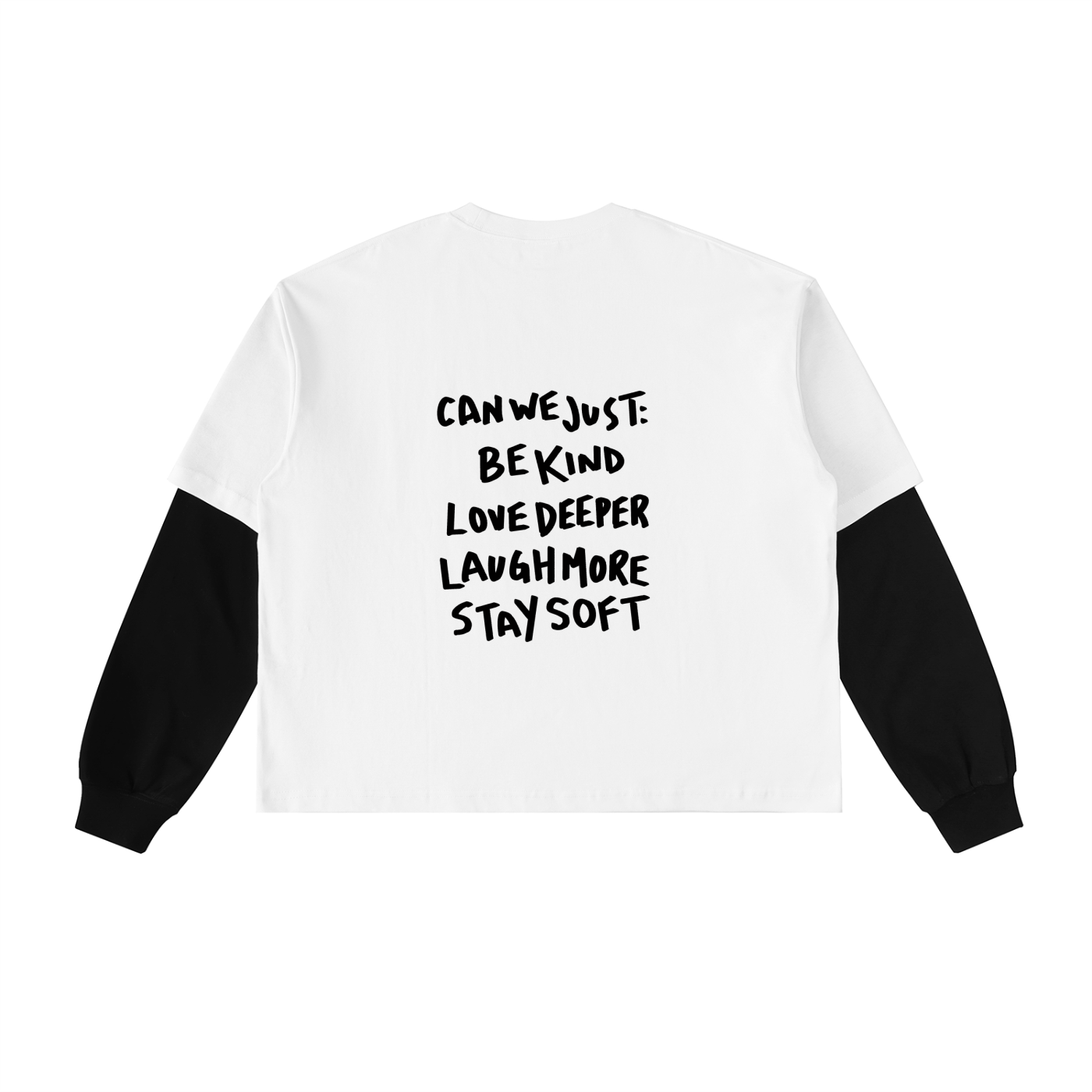 Contrast Sleeve Oversized Tee — flat lay, white body with black contrast sleeves | Overthinkers Club