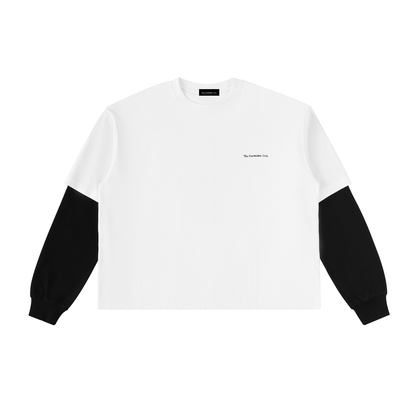 Contrast Sleeve Oversized Tee — model lifestyle, front angle | Overthinkers Club