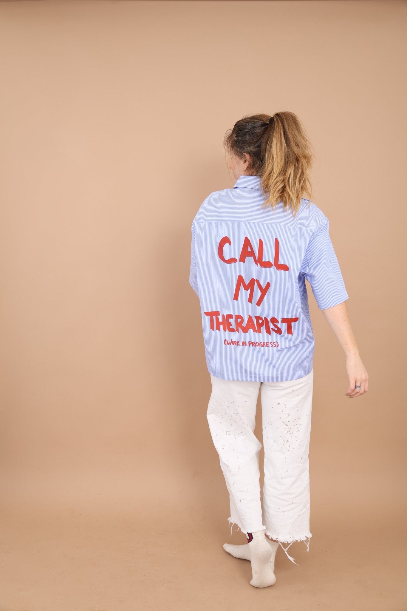 Call My Therapist Boxy Button Up - Overthinkers Club