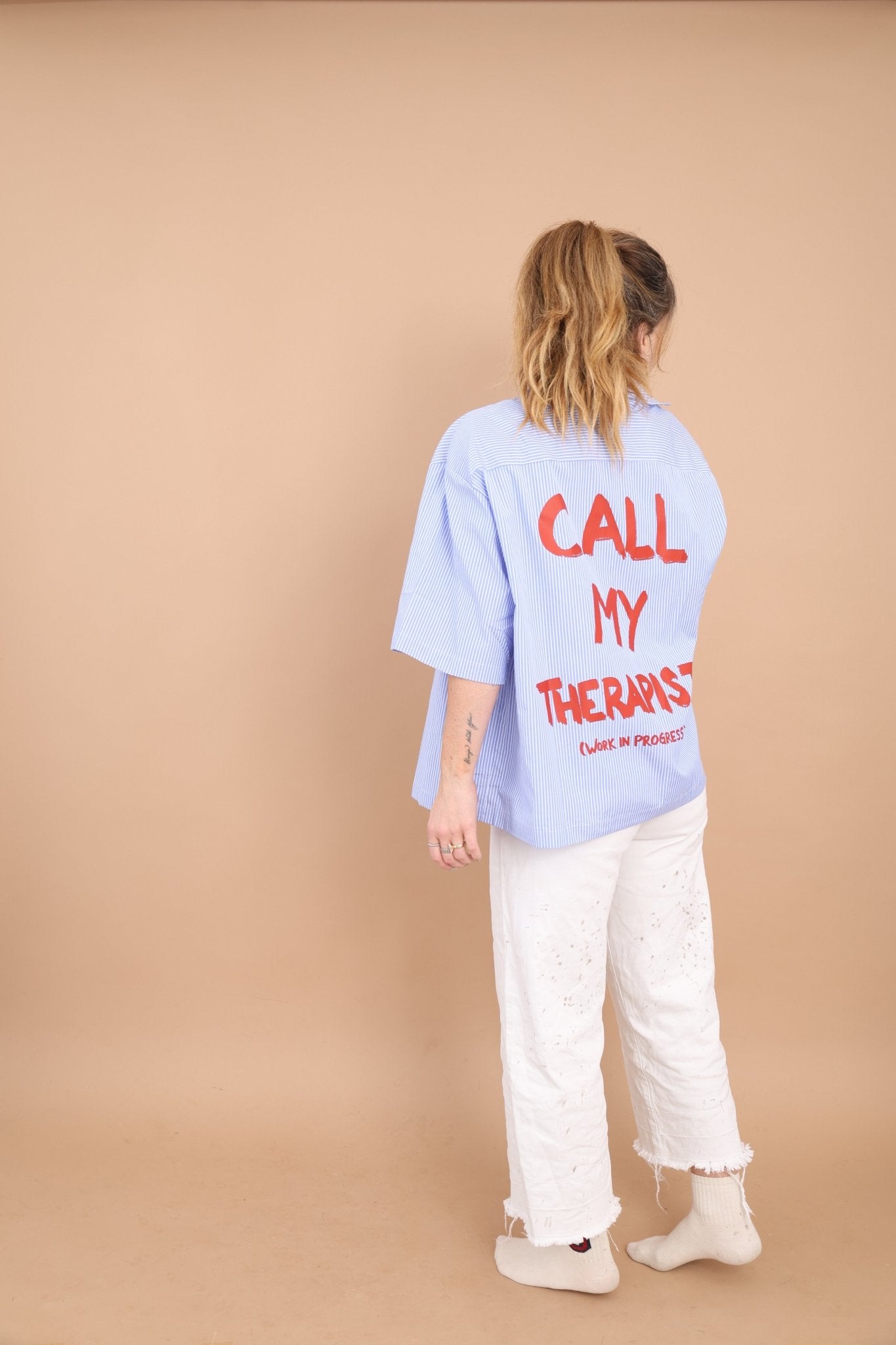 Call My Therapist Boxy Button Up - Overthinkers Club