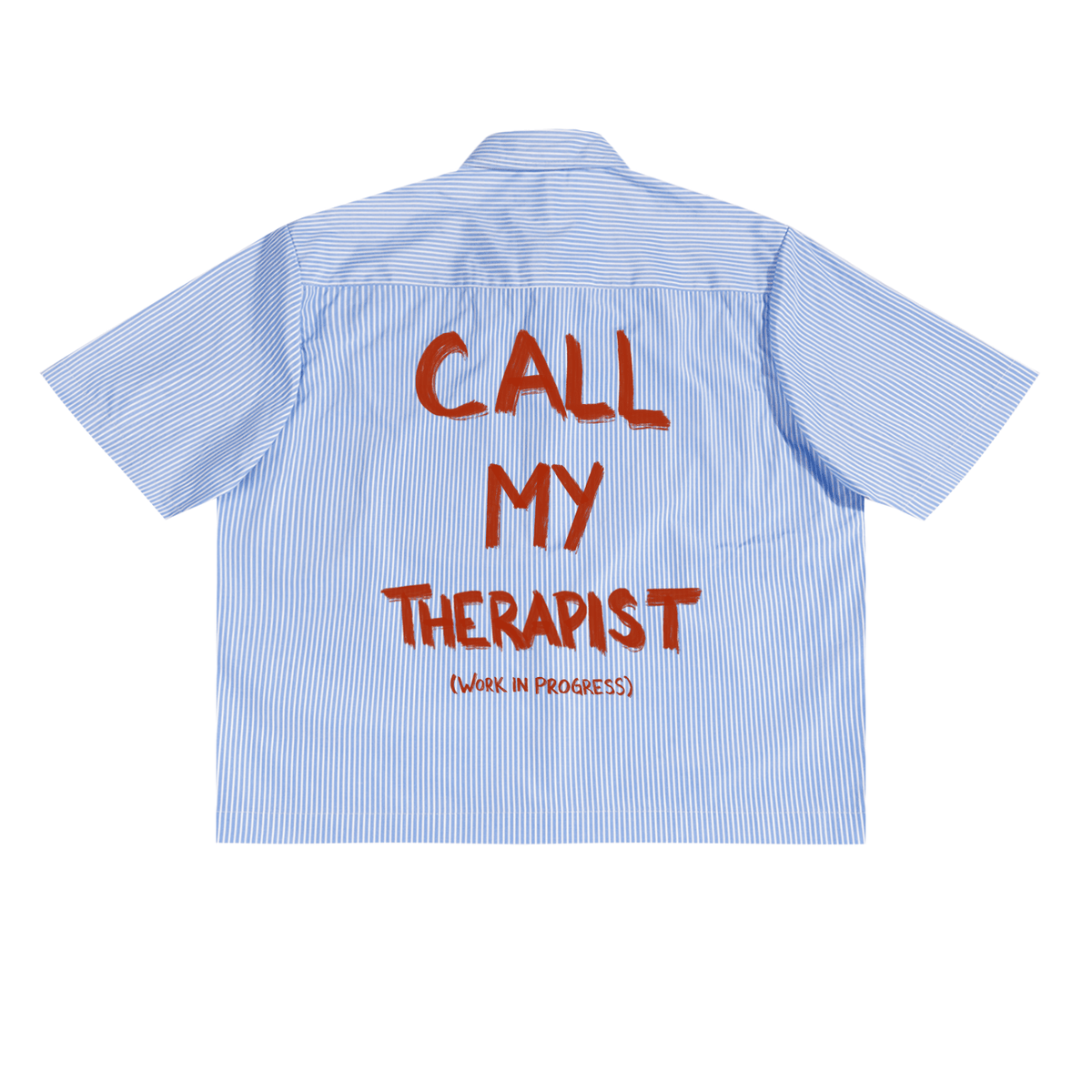 Call My Therapist Boxy Button Up — close-up of collar and button detail | Overthinkers Club