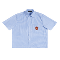 Call My Therapist Boxy Button Up — flat lay back, graphic print detail | Overthinkers Club