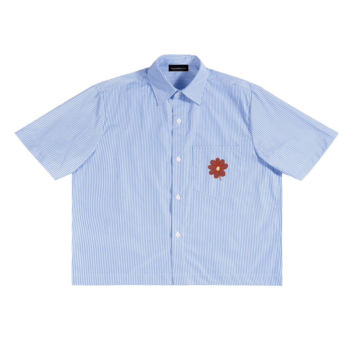 Call My Therapist Boxy Button Up — flat lay back, graphic print detail | Overthinkers Club