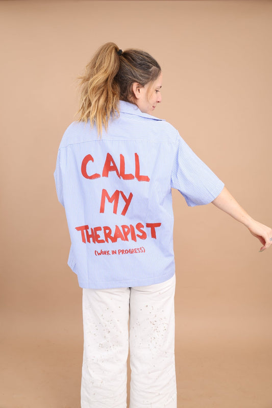 Call My Therapist Boxy Button Up - Overthinkers Club