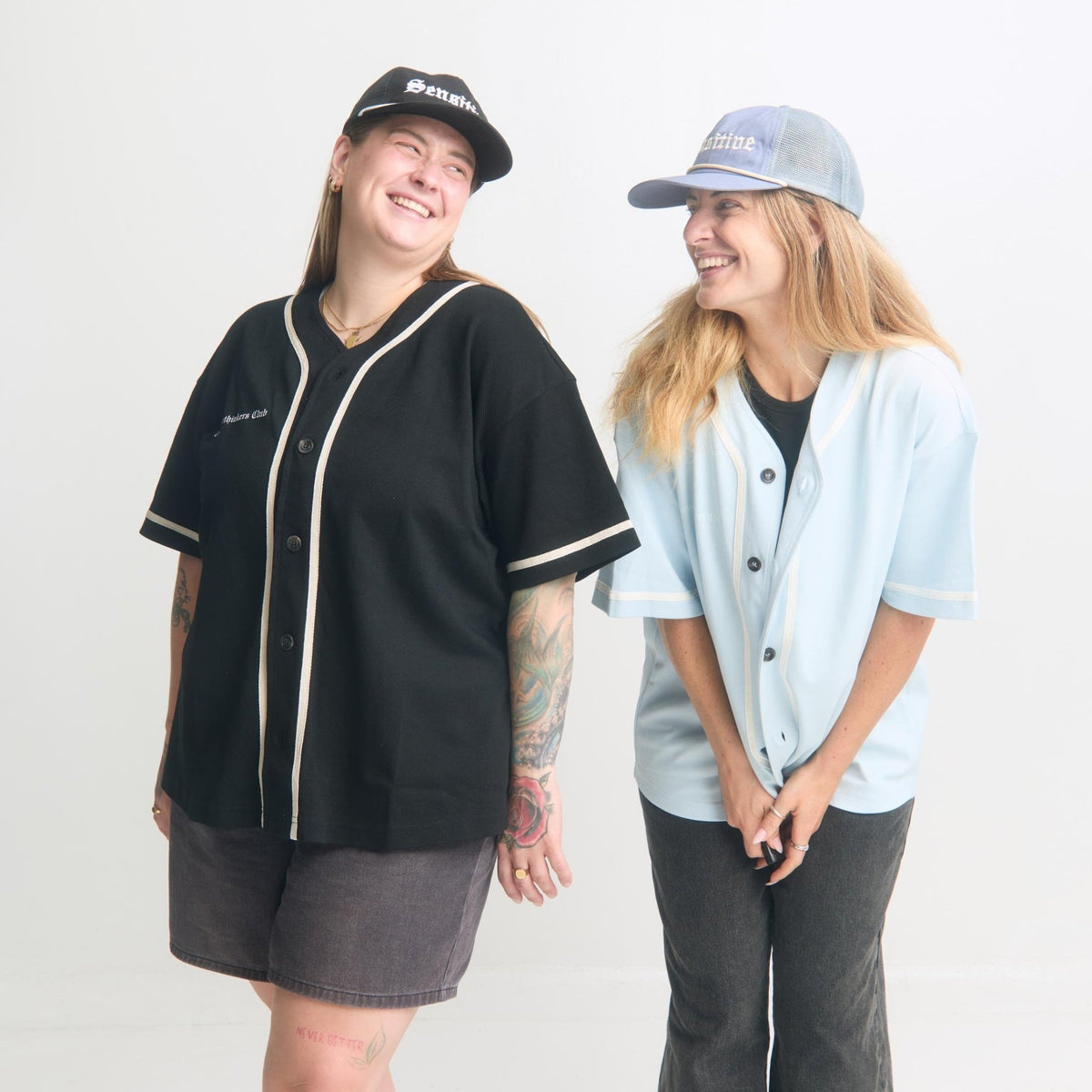 Baby blue Club Sensitive Jersey Tee — front, oversized jersey fit, Sensitive graphic | Overthinkers Club