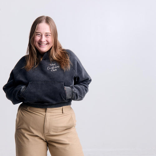 Cropped OG Logo Sweater — front view, black, relaxed cropped silhouette | Overthinkers Club