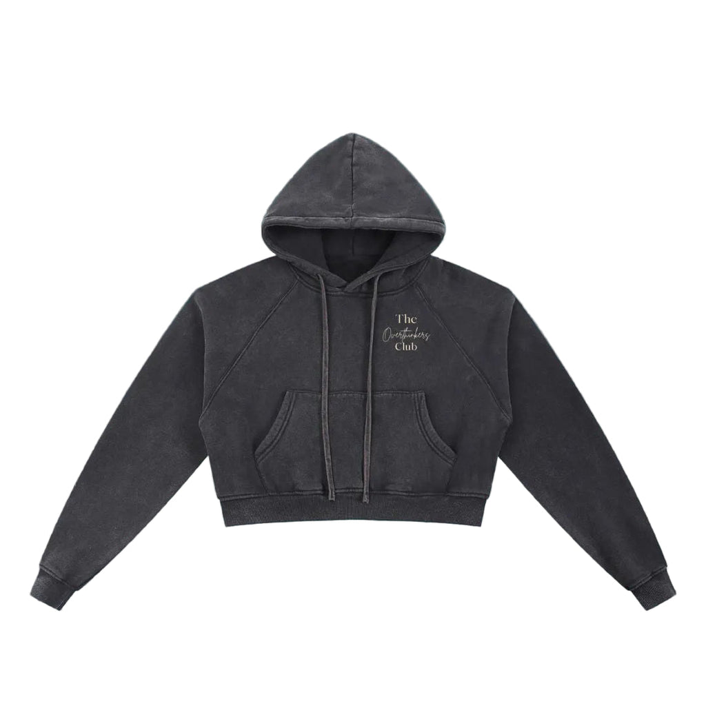 Cropped OG Logo Sweater — flat lay front, it's not that serious text graphic | Overthinkers Club