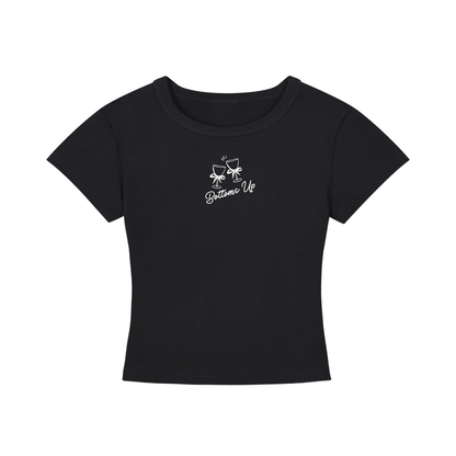 Black crop top on a white background