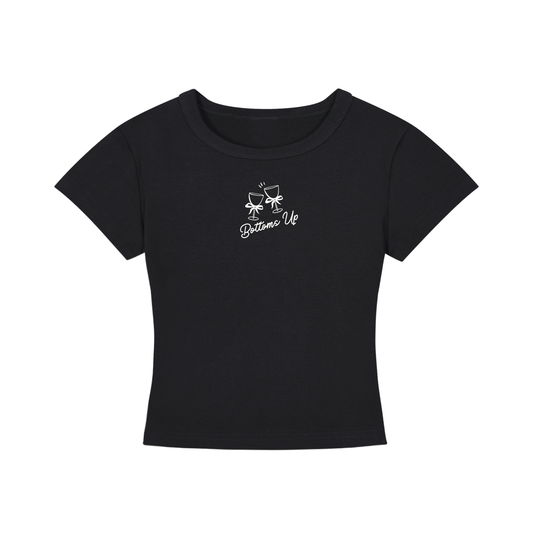 Black crop top on a white background