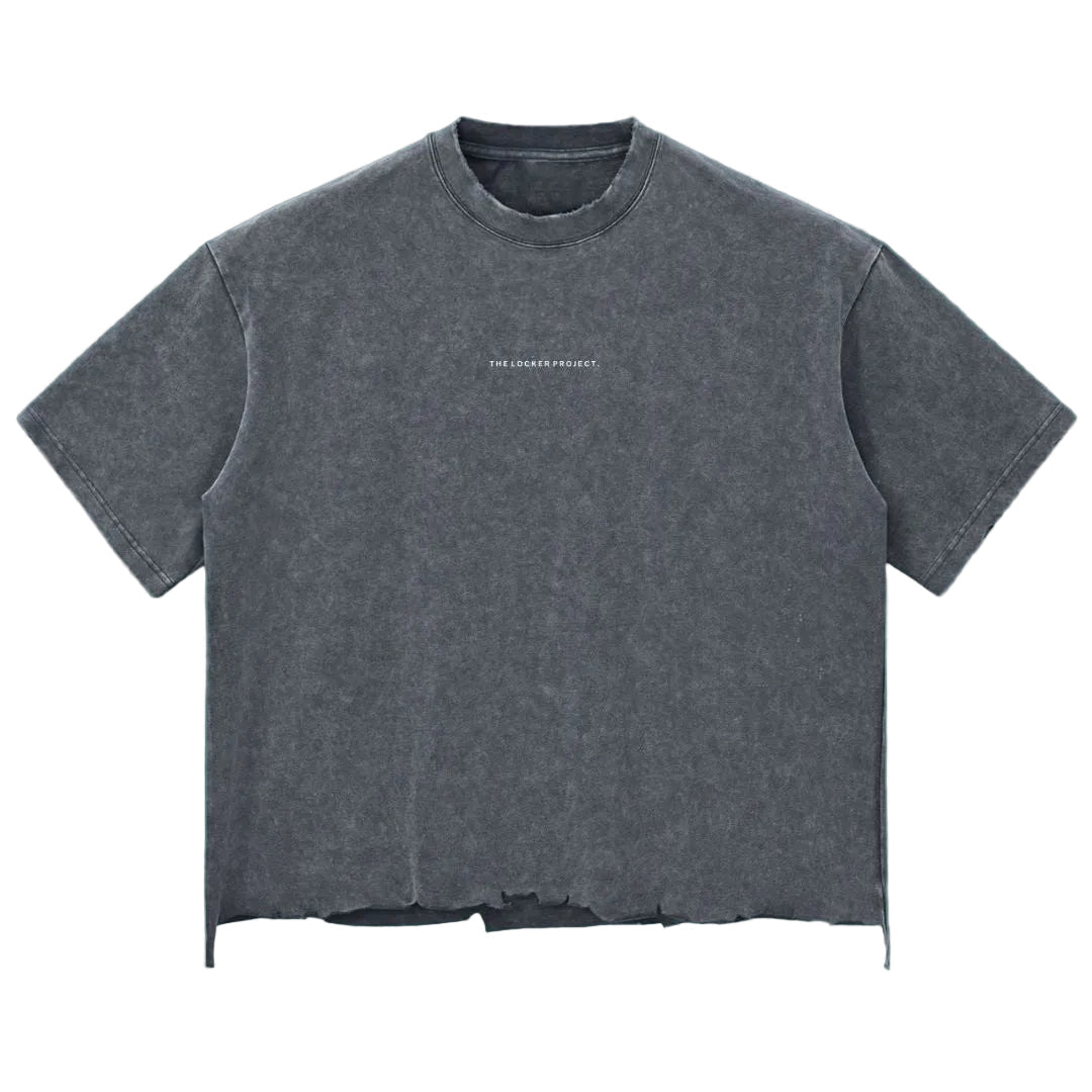 Forgiveness Vintage-Wash Tee — side angle, boxy silhouette and drop shoulder | Overthinkers Club