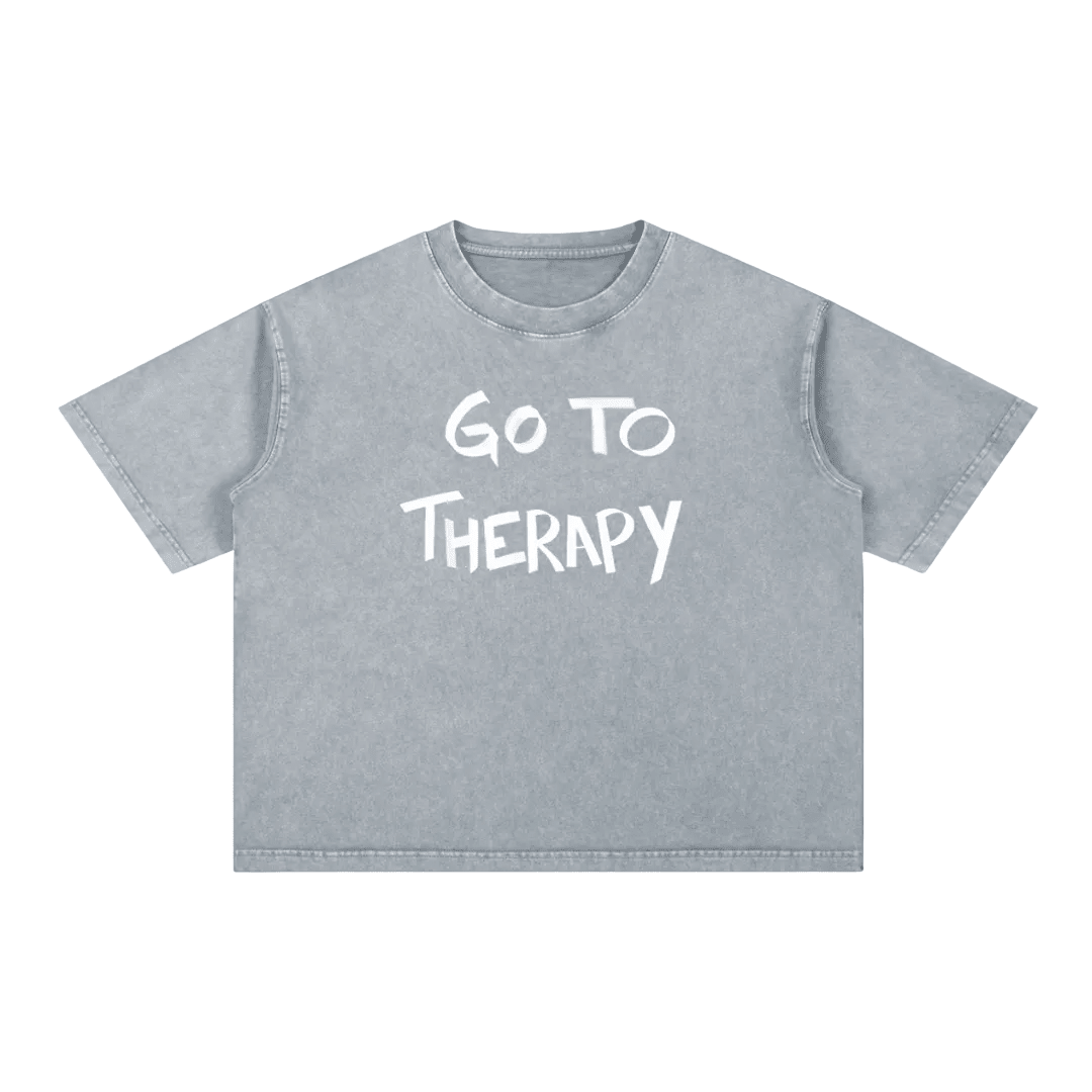 GO TO THERAPY - Mineral Wash T-Shirt - Overthinkers Club