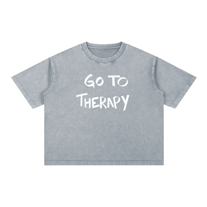 GO TO THERAPY - Mineral Wash T-Shirt - Overthinkers Club