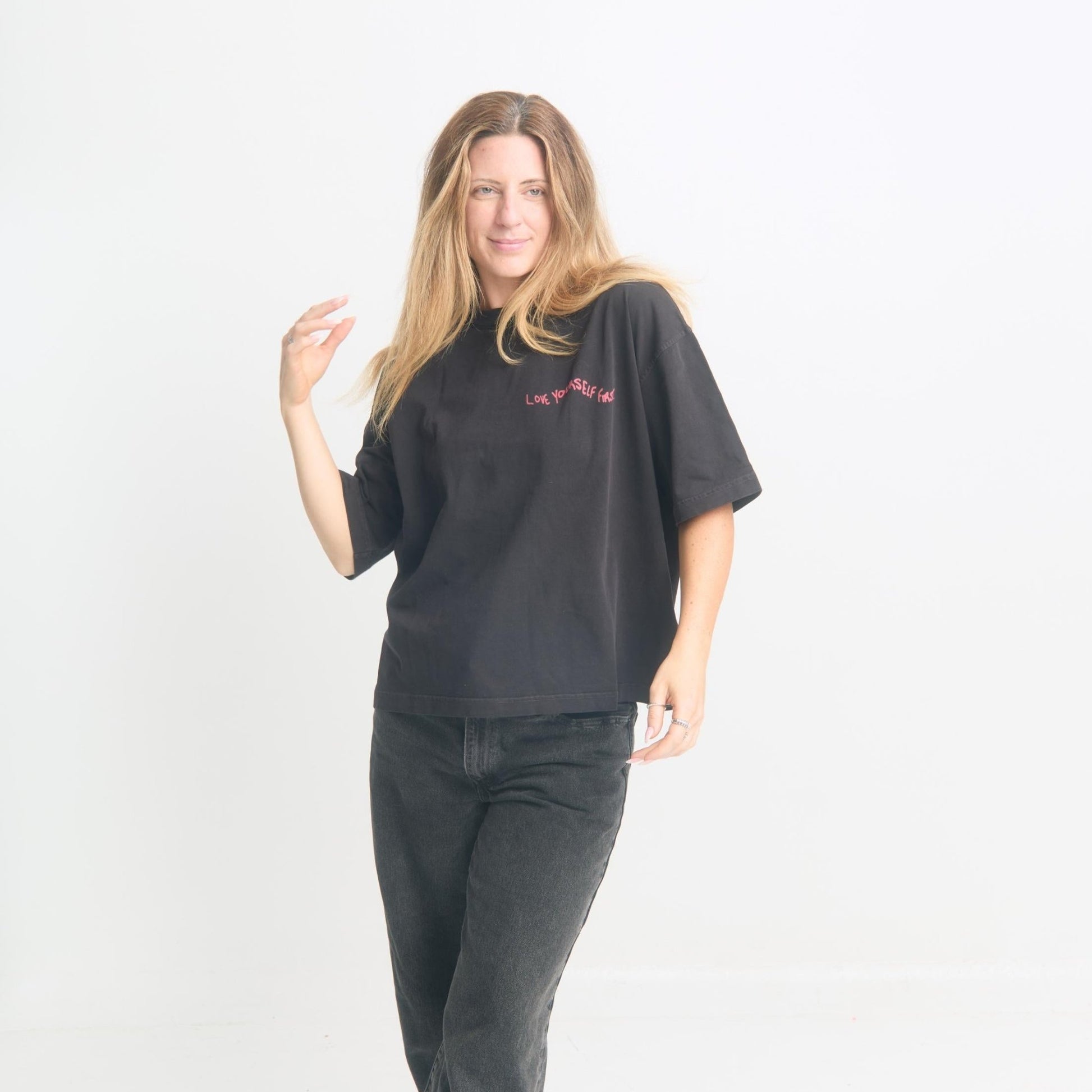 Love Yourself First Box Cut Tee - Oversized Cotton T-Shirt - Overthinkers Club