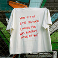 Love Yourself First T-Shirt — flat lay front, graphic print detail | Overthinkers Club