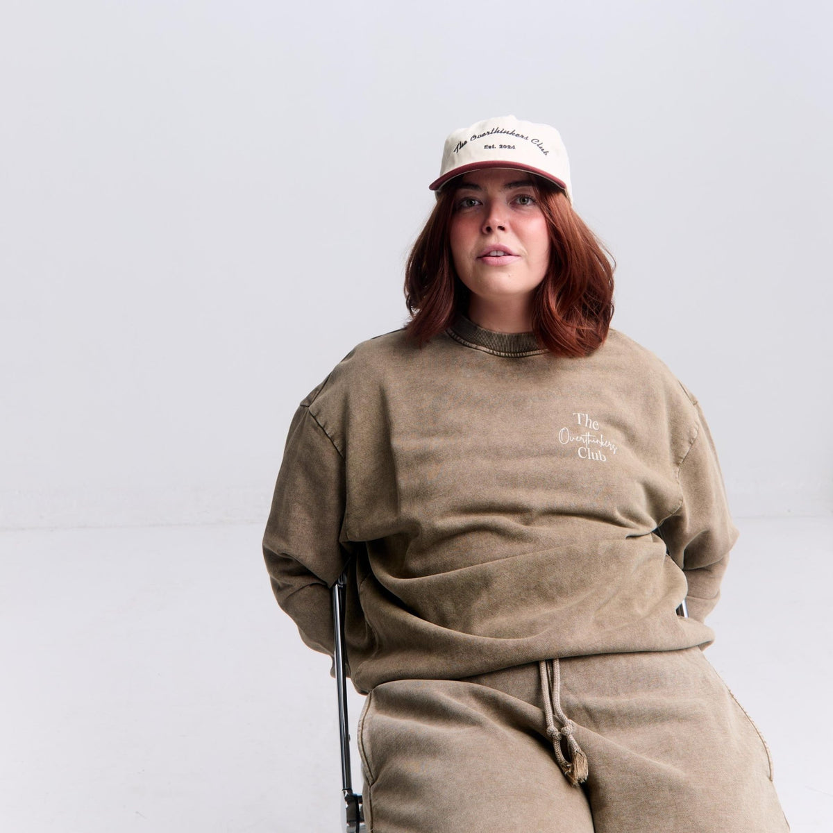 Black Oversized Cotton Crewneck — front view, dropped shoulder, relaxed heavyweight fit | Overthinkers Club