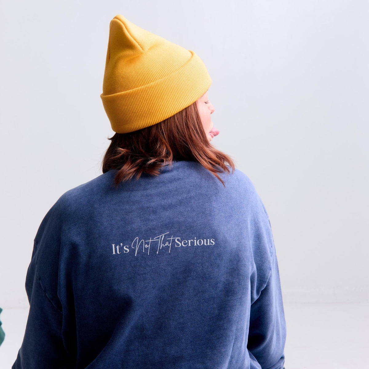 Oversized Cotton Crewneck — model lifestyle front, relaxed street styling | Overthinkers Club