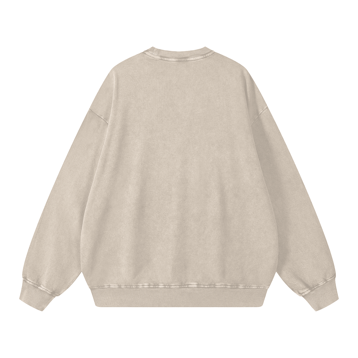 Overthinkers Club Floral Logo Sweater — back view, apricot, subtle floral print | Overthinkers Club