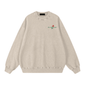 Apricot Overthinkers Club Floral Logo Sweater — front, floral detailing around logo | Overthinkers Club