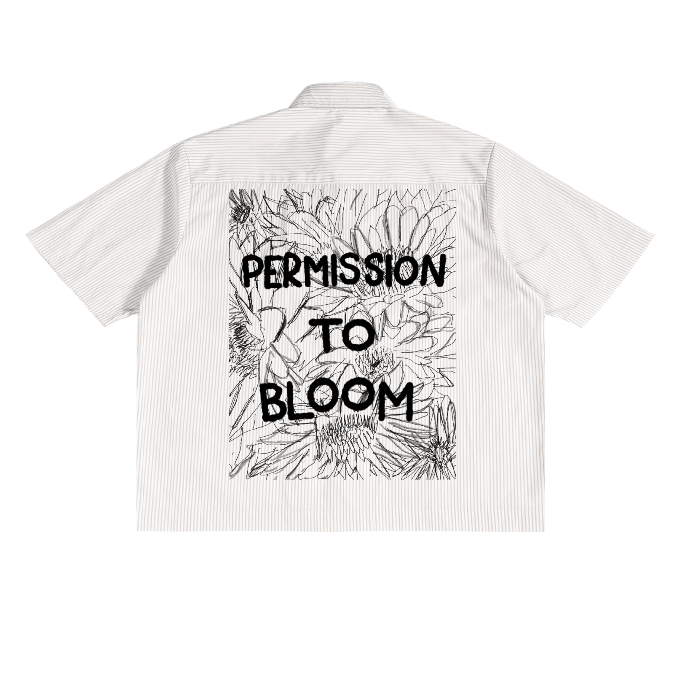 Permission to Bloom Boxy Button Up — close-up of floral graphic detail | Overthinkers Club