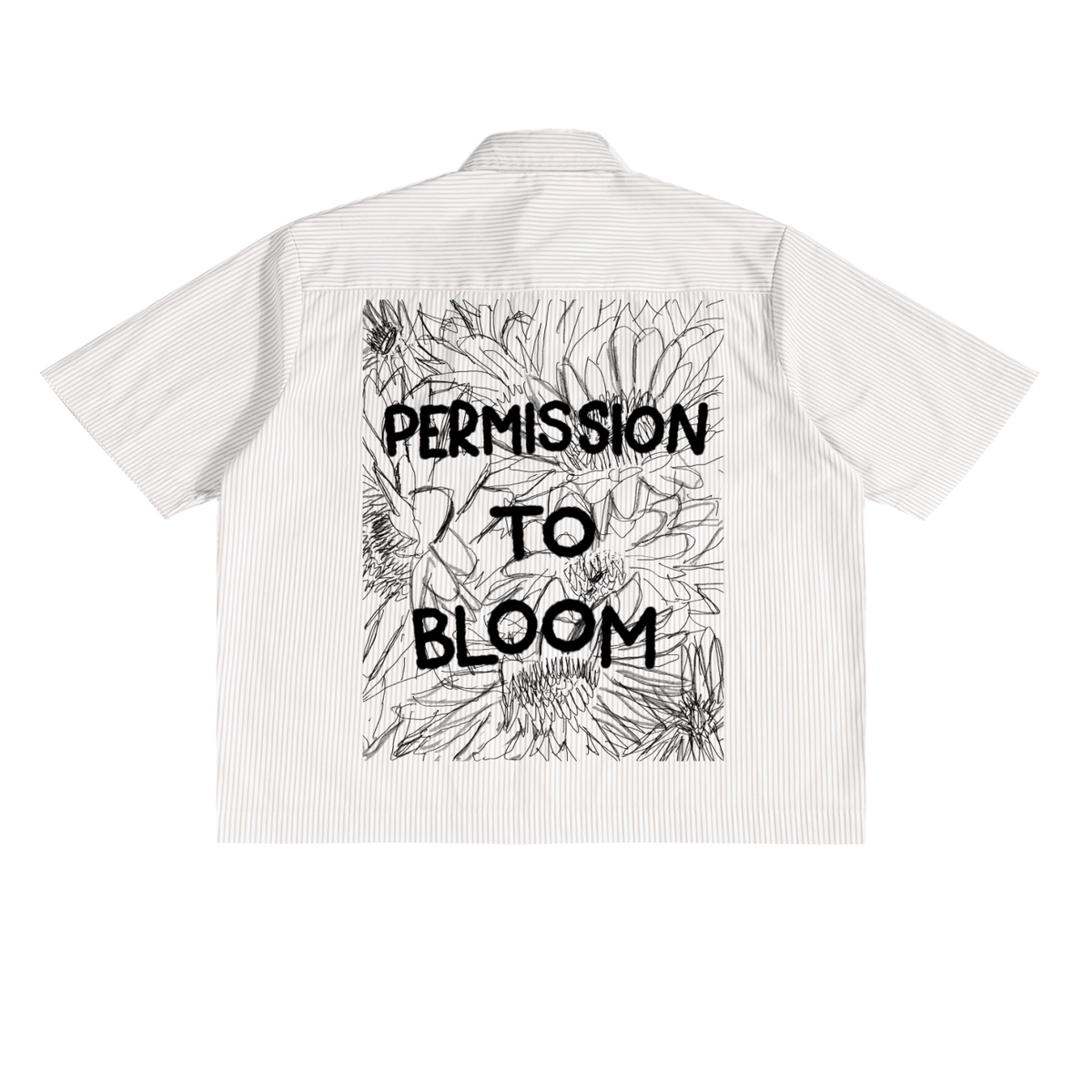 Permission to Bloom Boxy Button Up — close-up of floral graphic detail | Overthinkers Club