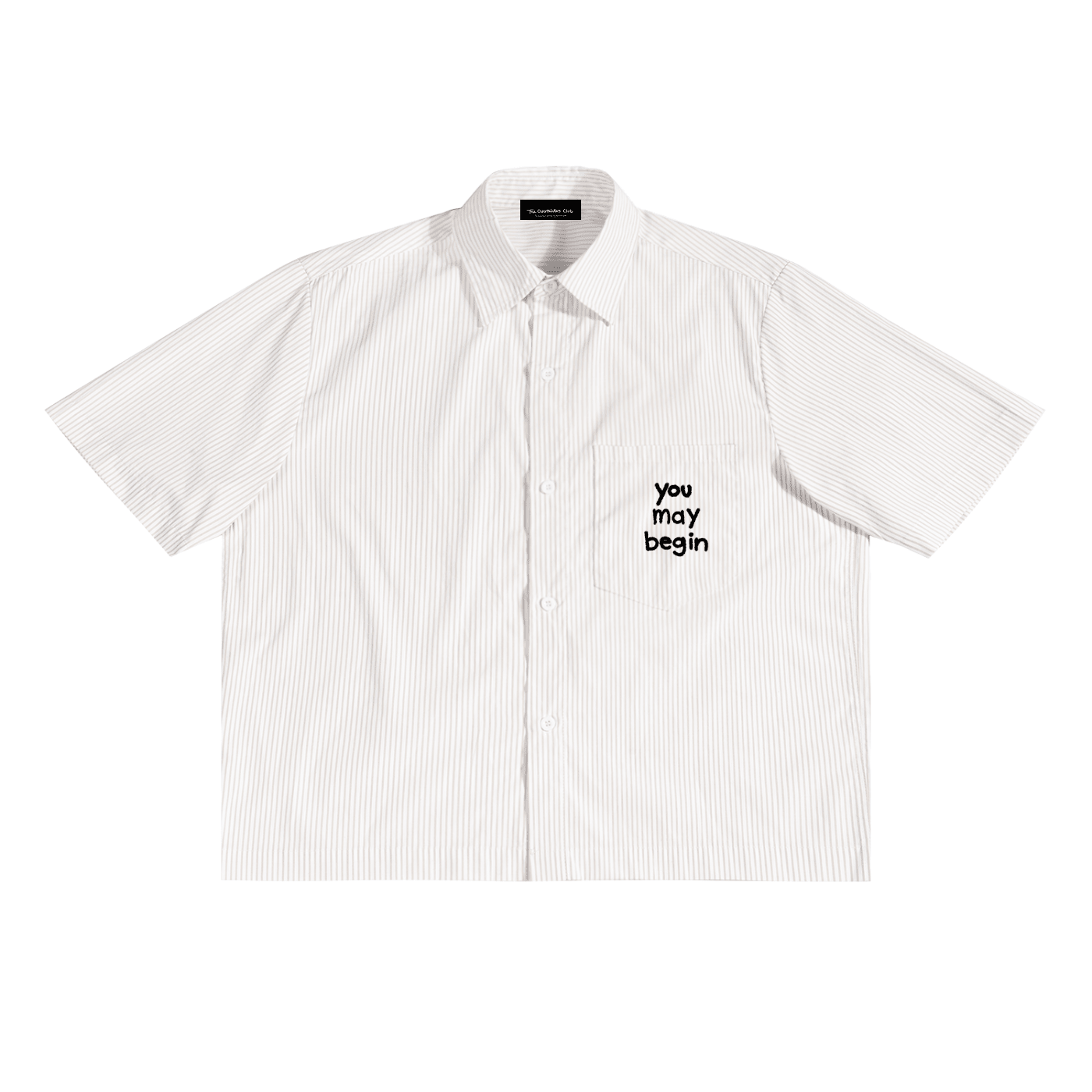 Permission to Bloom Boxy Button Up — flat lay front, lightweight white fabric | Overthinkers Club