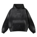 Black Locker Project Hoodie — front, hand-washed paint-detailed distressed hoodie | Overthinkers Club