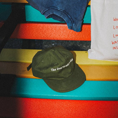 Overthinkers Club Low Profile Logo Hat — side profile, unstructured 100% cotton crown | Overthinkers Club