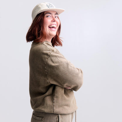 Trust Yourself Camper Hat — worn on model, casual lifestyle shot | Overthinkers Club