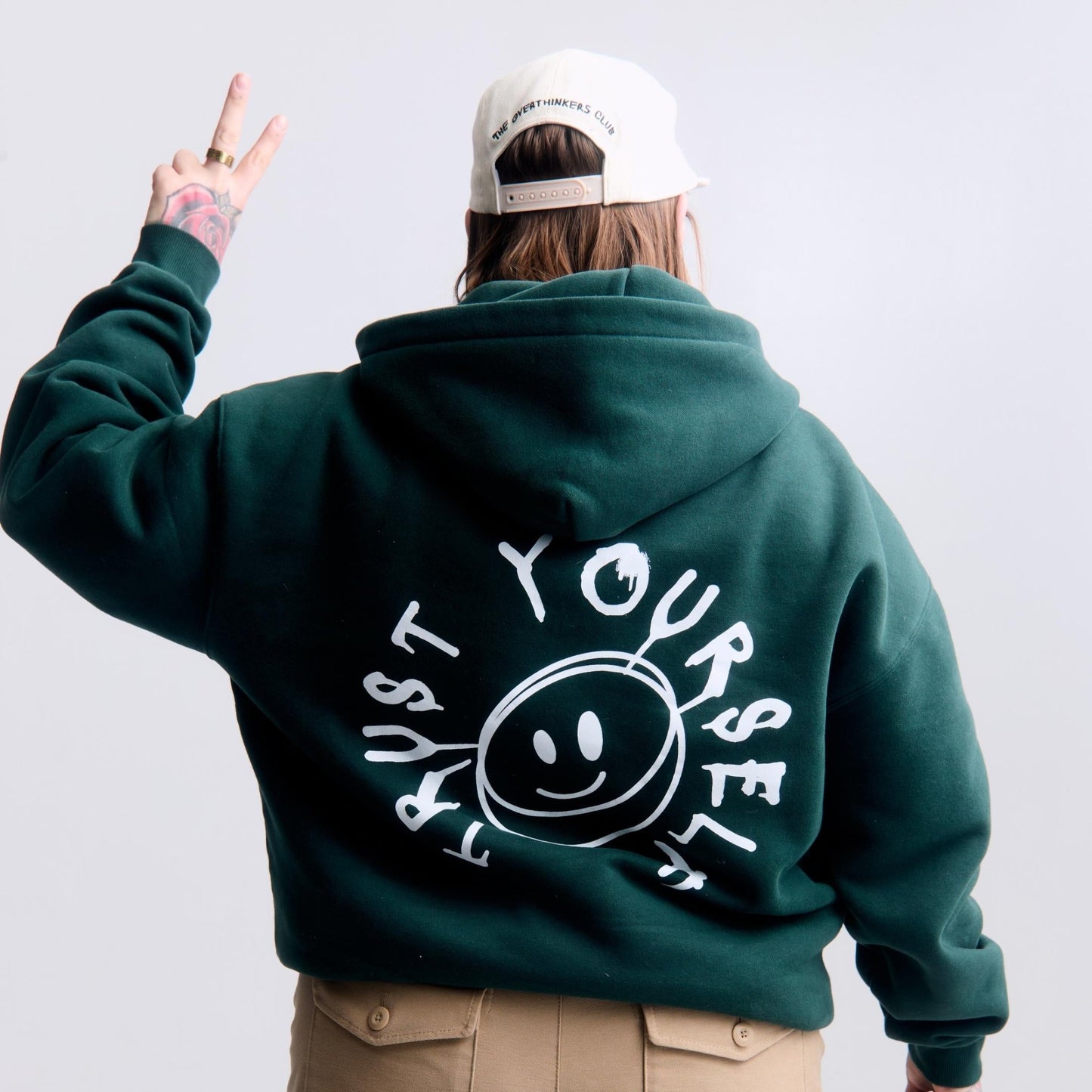 Trust Yourself Camper Hat — side profile, soft crown and curved brim | Overthinkers Club