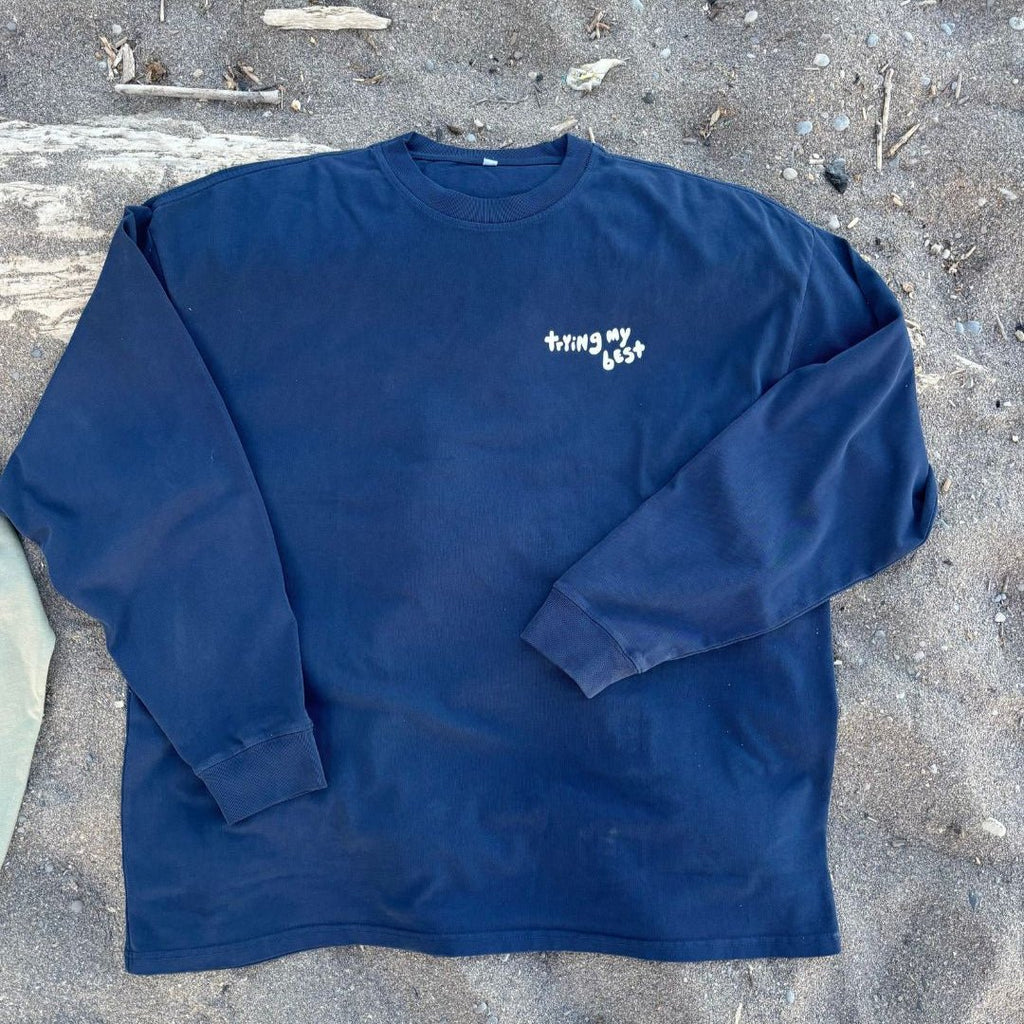 Trying My Best Long Sleeve — sage sand colorway, front view | Overthinkers Club
