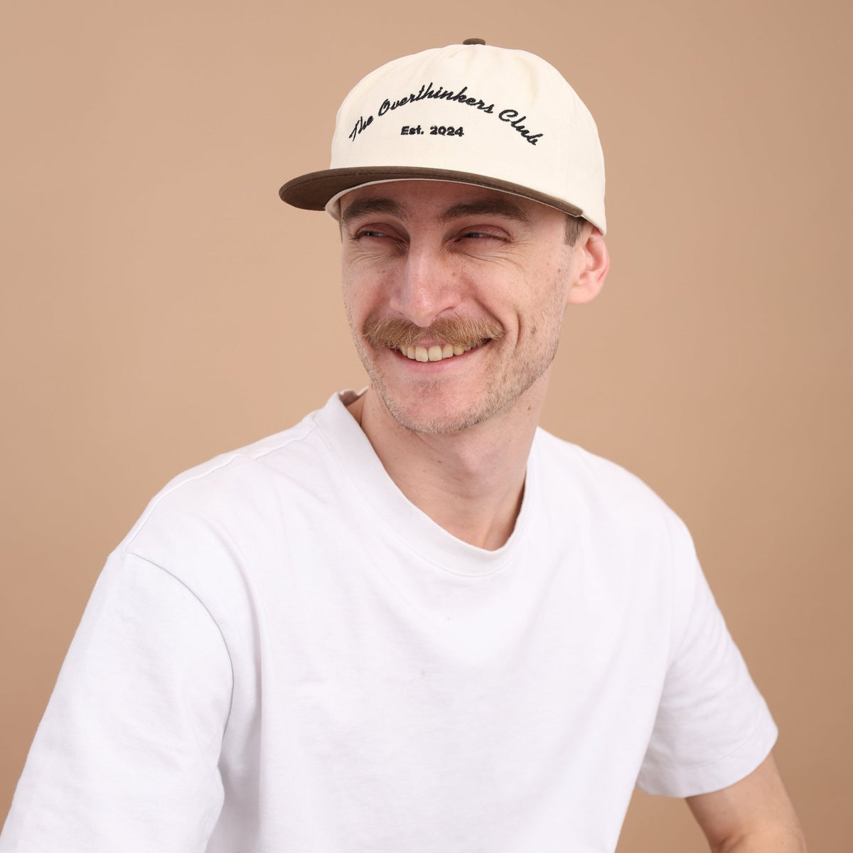 Two Toned Snapback Hat — olive green colorway, side angle | Overthinkers Club